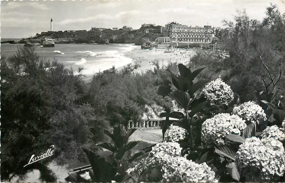 Biarritz — Vue sur le phare et les hortensias — L. Lavielle - Recto