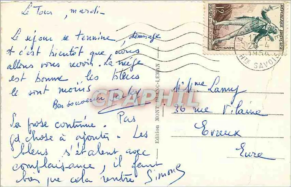 Le Tour e o glaciar — 196 — Edição Mont-Blanc-Léman - Verso