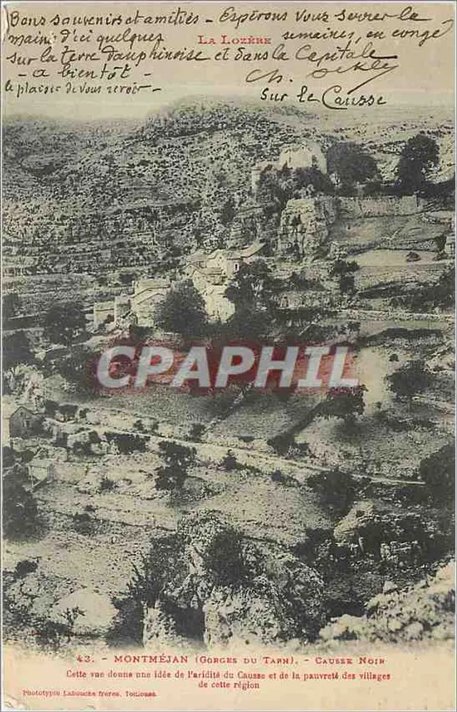 Montméjan (Gorges du Tarn) — Causses Noirs — Néotypotype Labouche Frères, Toulouse - Recto