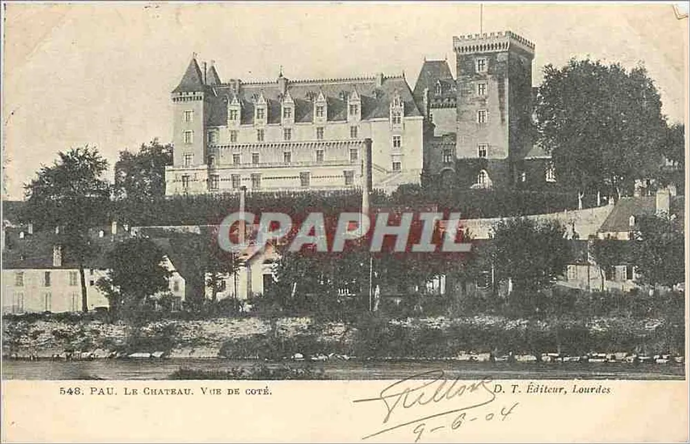 Pau. O Castelo. Vista lateral — Editor D. T. Lourdes, n° 548 - Frente