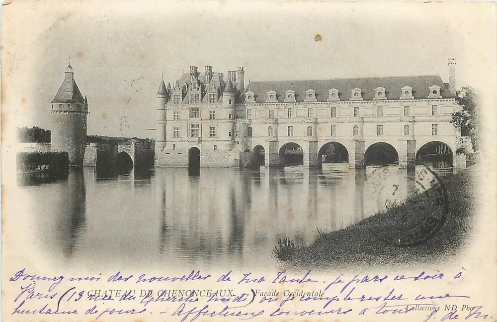 Castelo de Chenonceaux — Fachada Ocidental — Coleções ND Fot. - Frente