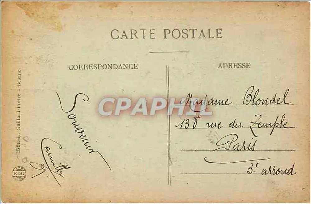 Der Teufelsbrücke — Franche-Comté — Verlag Guillard-Prêtre, Nr. 558 - Rückseite