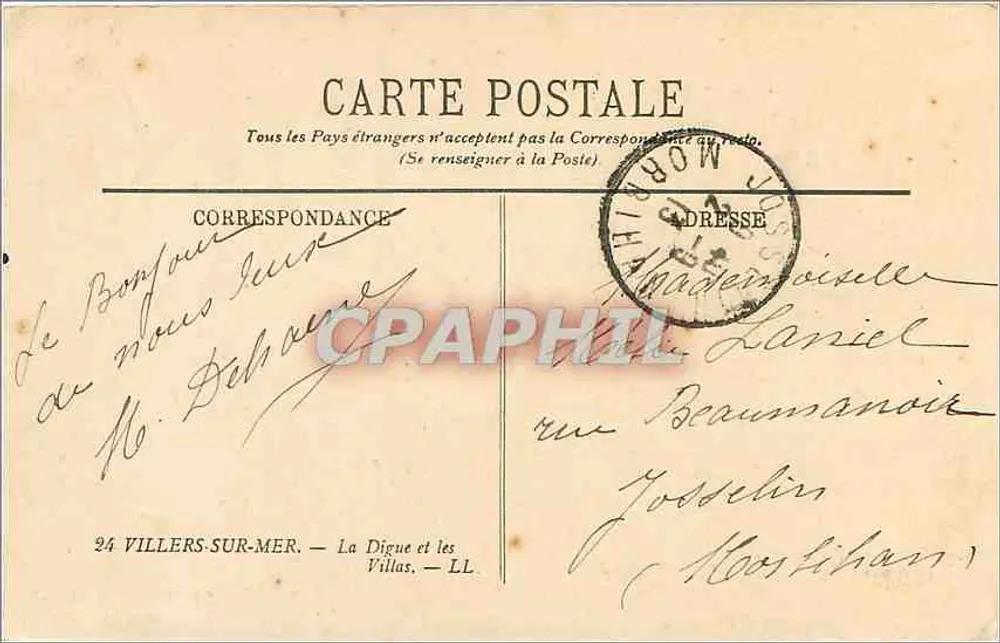 La Digue und die Villas — VILLERS-SUR-MER — Verlag LL, Nr. 24 - Rückseite