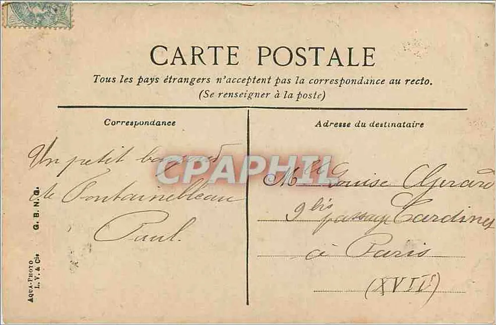 Fontainebleau — Sala dos Petes — L.V.A.C. n°19 - Verso