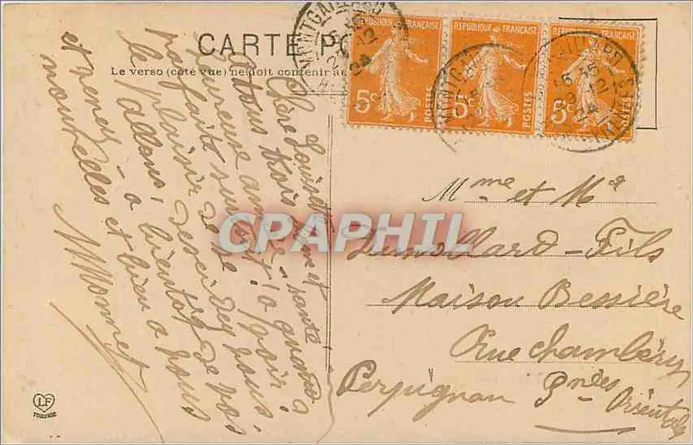 Cascade du Tourmalet — Chute Supérieure — Environs de Bagnères-de-Bigorre — Les Hautes-Pyrénées — Gripp, éditeur, n° 1482 - Verso