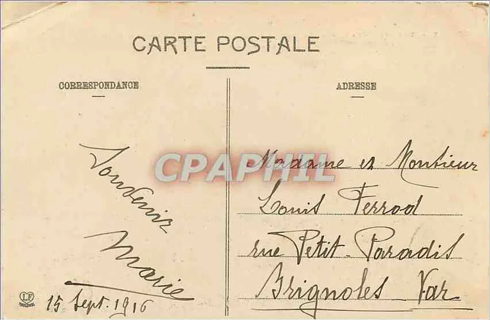 Die Ariégeoise Pyrenäen — Die Jungfrau von Ax, Tal und Schluchten der Hochariège in Richtung Mérens — Aufnahme vom Weg von Bonascre — Phototypie Labouche Frères, Toulouse — n° 1447 - Rückseite