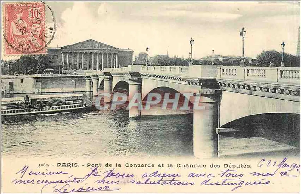 Paris - Brücke der Konkordanz und das Abgeordnetenhaus — Verlag C.22, Nr. 5061 - Vorderseite