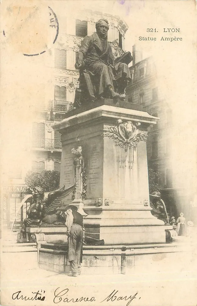 Estátua Ampère — Lyon — editor G. M. & C°, n° 321 - Frente