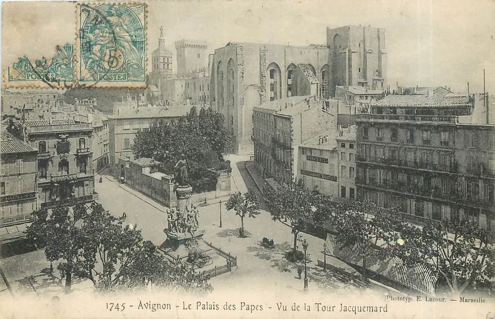 Avignon - Das Palast der Päpste - Ansicht von der Jacquemard-Turm — Phototyp. E. Lacour — Marseille - Vorderseite