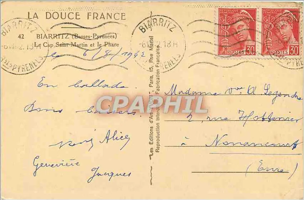 Le Cap Saint-Martin — phare sur falaise — Éditions d'Art Nouveau, Paris - Verso