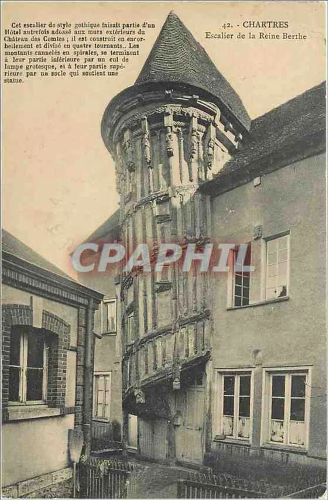 Chartres — Escalera de la Reina Berthe — Editor no identificado, n° 42 - Anverso