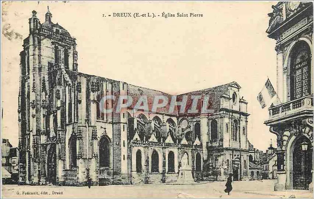 Dreux (E.-et L.) - Igreja de São Pedro — G. Podenault, editor, Dreux - Frente