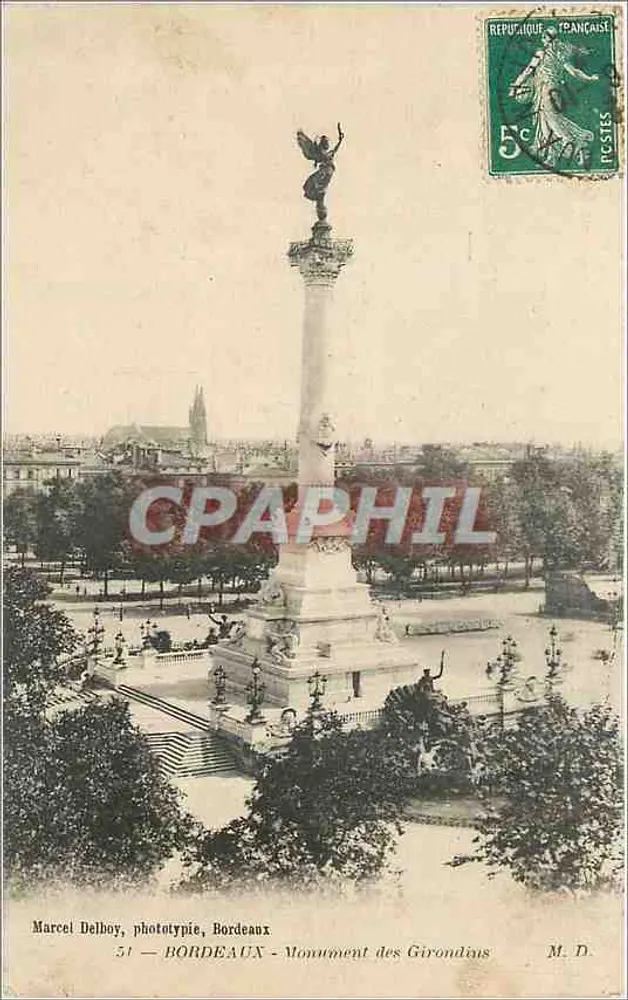 Bordeaux — Monument dos Girondinos — Marcel Delboy, fototipia, Bordeaux, n°51 - Frente