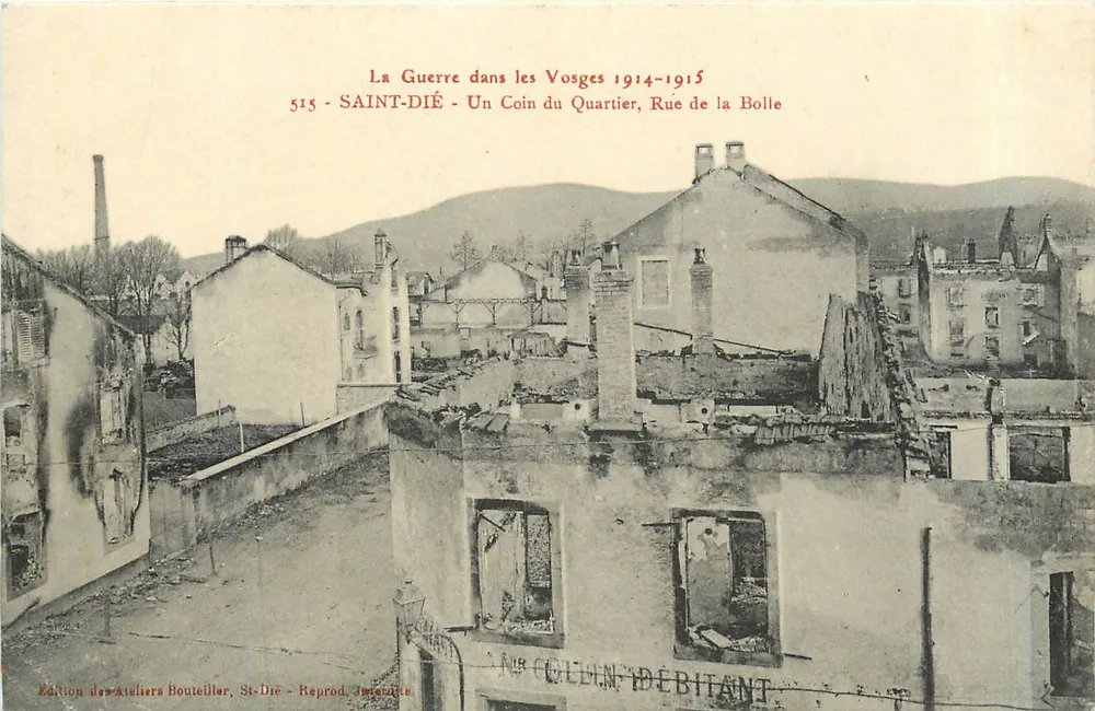 Saint-Dié - Ein Stück des Viertels, Rue de la Bolle — Der Krieg in den Vosges 1914-1915 — Edition Ateliers Bouteiller, St-Dié - Vorderseite