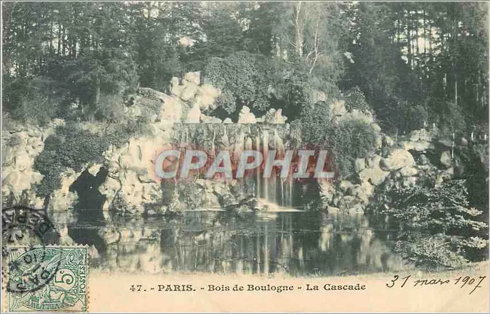 PARIS - Bois de Boulogne - A Cascata — Bilhete postal moderno n°47, editor não visível - Frente