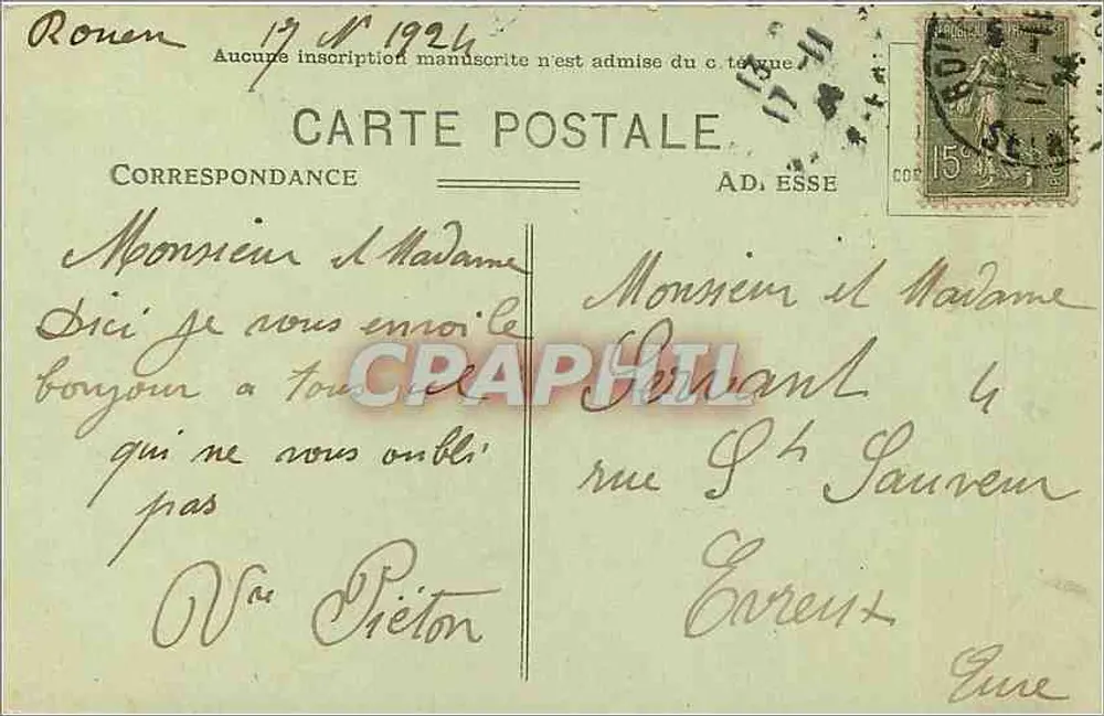 Rouen — Facha da Catedral — J. C. 450 - Verso