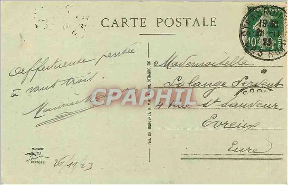 Catedral de Estrasburgo — Fachada e Lado Sul — Ed. Ch. Beroger, n°5 - Verso
