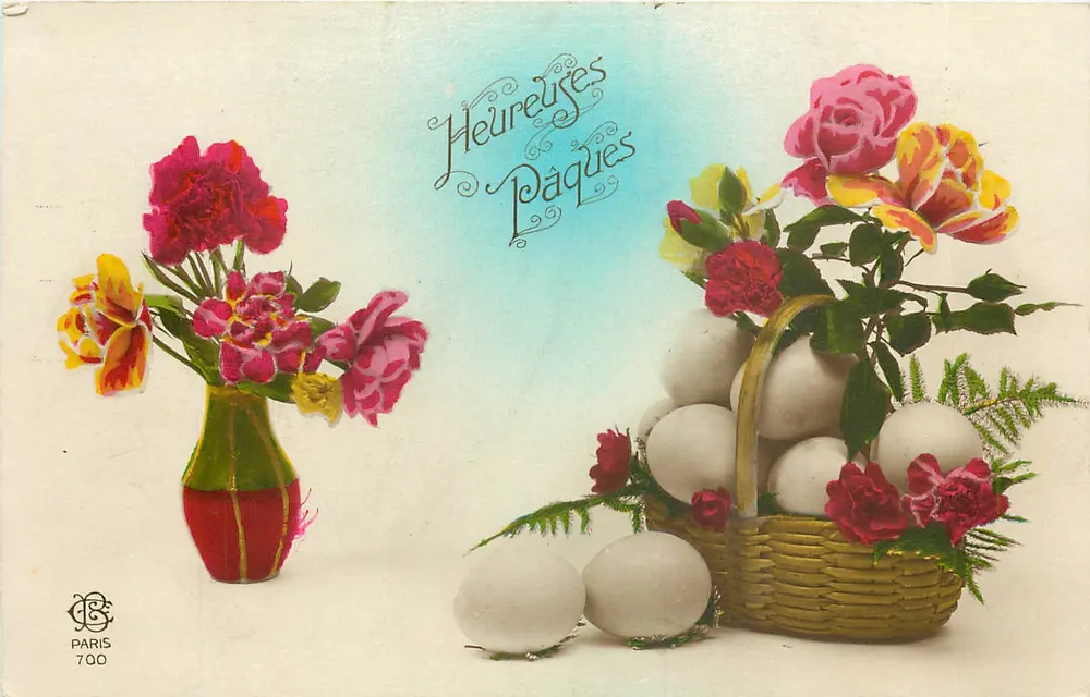 Flores e ovos de Páscoa — Felizes Páscoas — Paris 700 - Frente