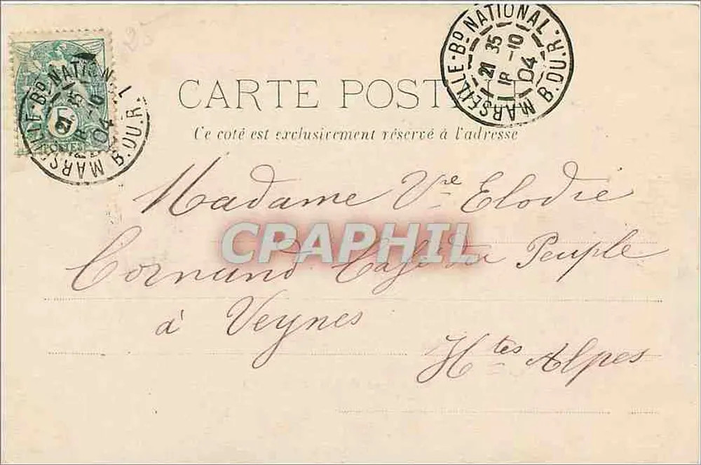 Marselha — O Palácio Longchamp — editor AN. De Lyt - Verso