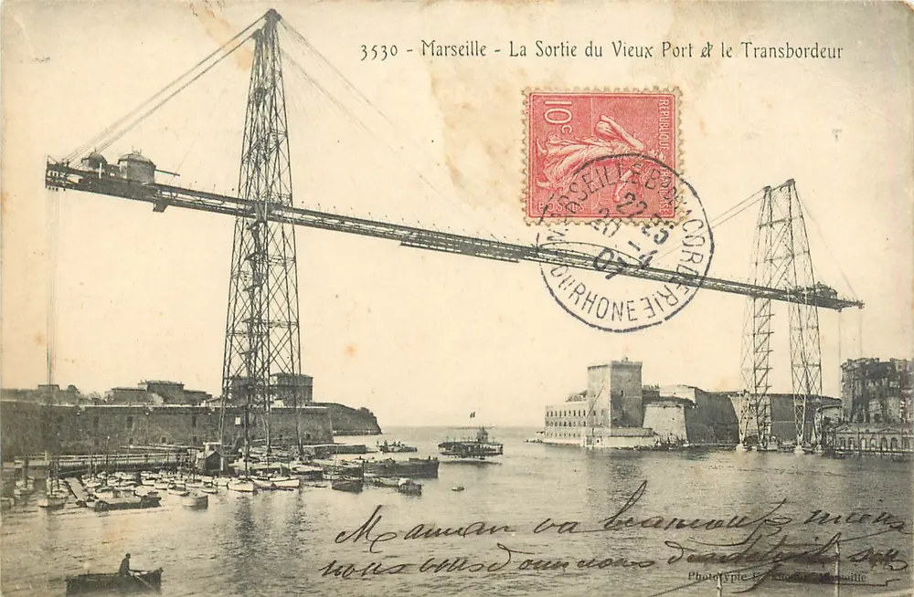 Marseille - La Sortie du Vieux Port & le Transbordeur — Phototypie B. Boudon, n° 3530 - Recto