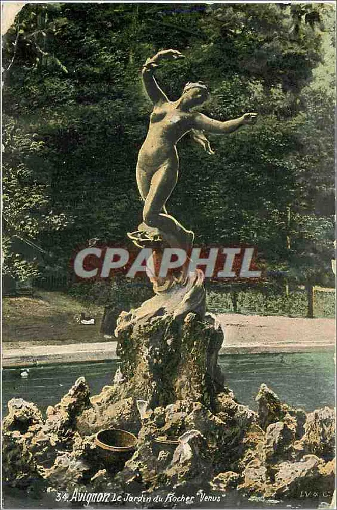 Avignon Het Tuin van Rocher 'Venus' — beeld van Venus op fontein — uitgever L.Y. & Cie, n° 34 - Voorkant