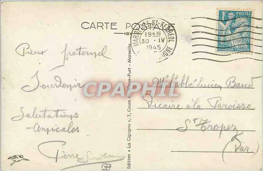 Marseille — Nossa Senhora da Guarda — Edição La Cigogne, n°3 - Verso