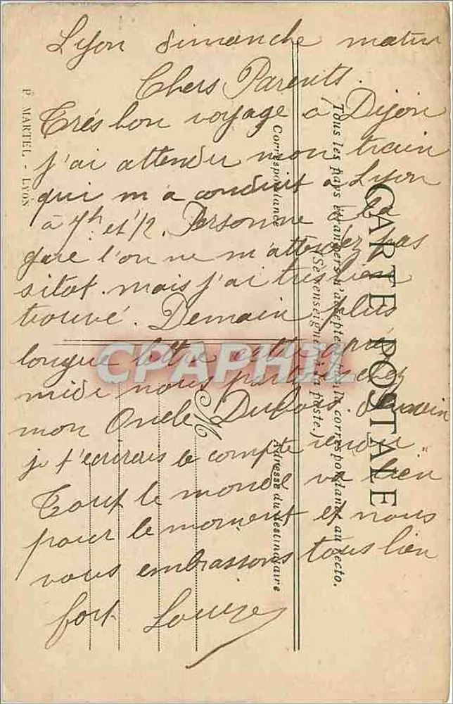 Lyon - A estátua de Luís o Grande — Editor E. Martel, n°30 - Verso