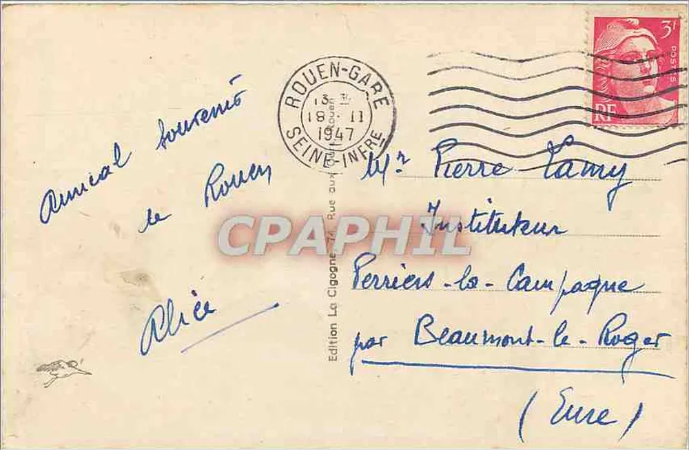 Rouen — La Nouvelle Gare, Rue Verte — Édition La Cigogne - Verso