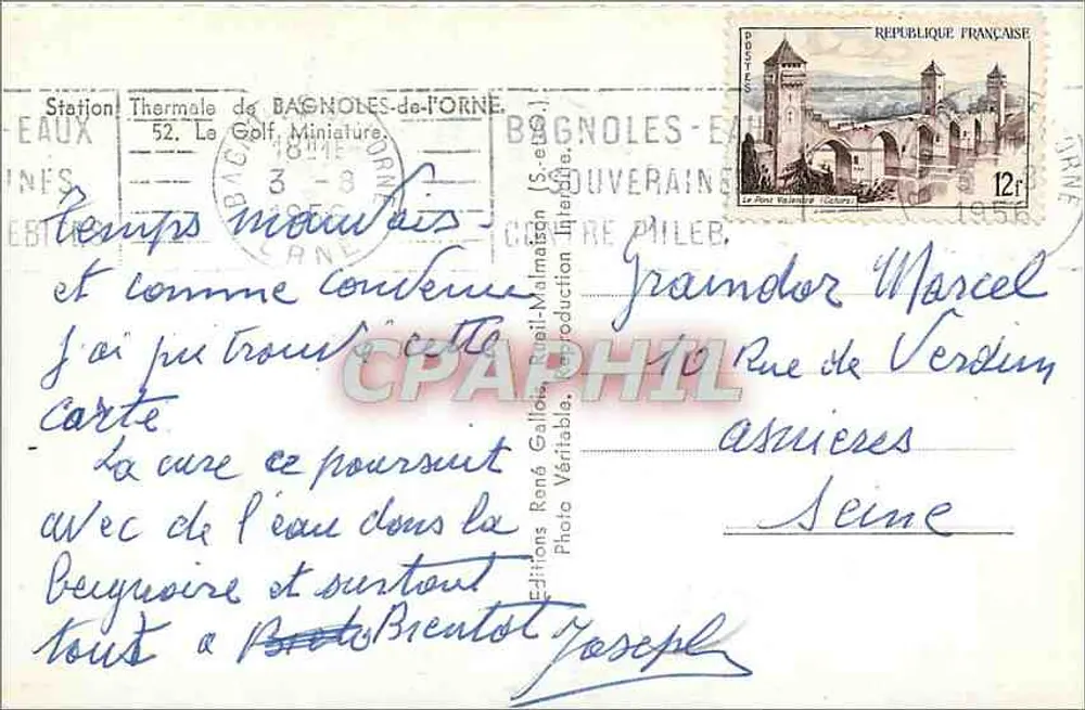 Thermale Station von Bagnolles-d'Orne — Miniatur-Golf — Éditions René Gallot, Rue de Verdun, 12r - Rückseite