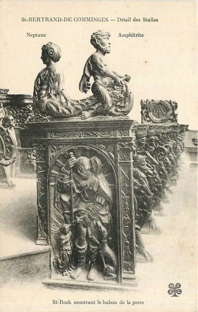 St-Bertrand-de-Comminges — Detail der Stühle — Neptun und Amphitrite - Vorderseite