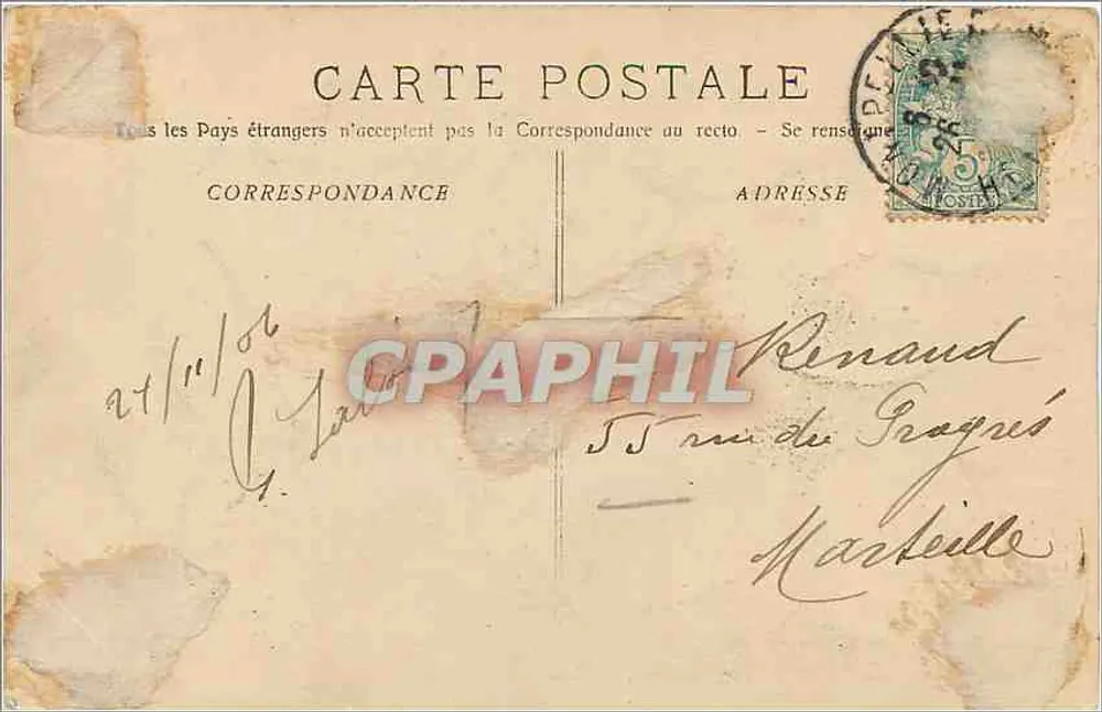 Arles - Mulher Arlésienne nas Aréias — E. Lacour, n°30, 1906 - Verso