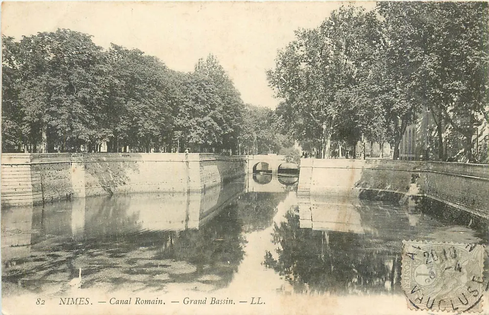 Nîmes — Canal Romain — Grand Bassin — LL. — Éditeur LL, n° 82 - Recto