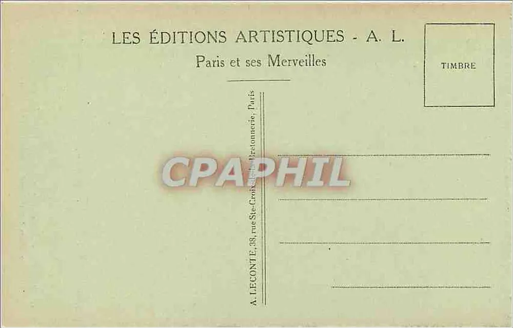 Hôtel des Invalides — Tombeau de Napoléon Ier — Éditeur A. L. - Verso