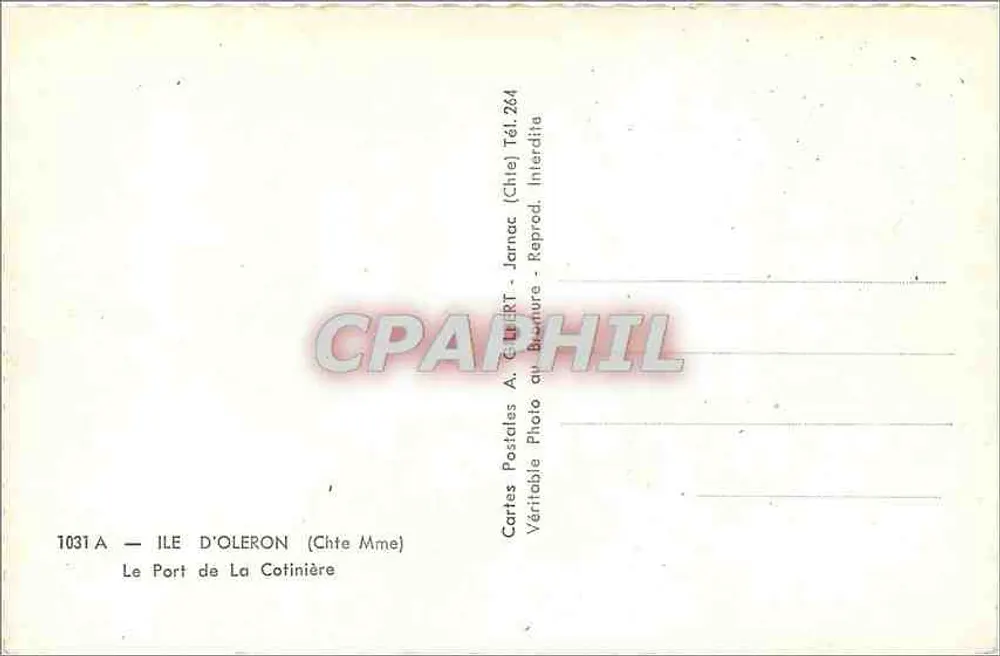 Le Port de La Cotinière — Ile d'Oleron — éditeur Gilbert - Verso
