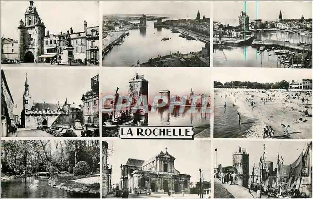 La Rochelle — Visão geral do porto, a catedral, a praia e as torres — L. Chatagneau, Bordeaux - Frente