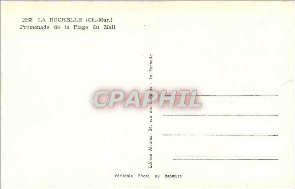 La Rochelle (Ch.-Mar.) — Promenade de la Plage du Mail — Édition Alvarez - Verso
