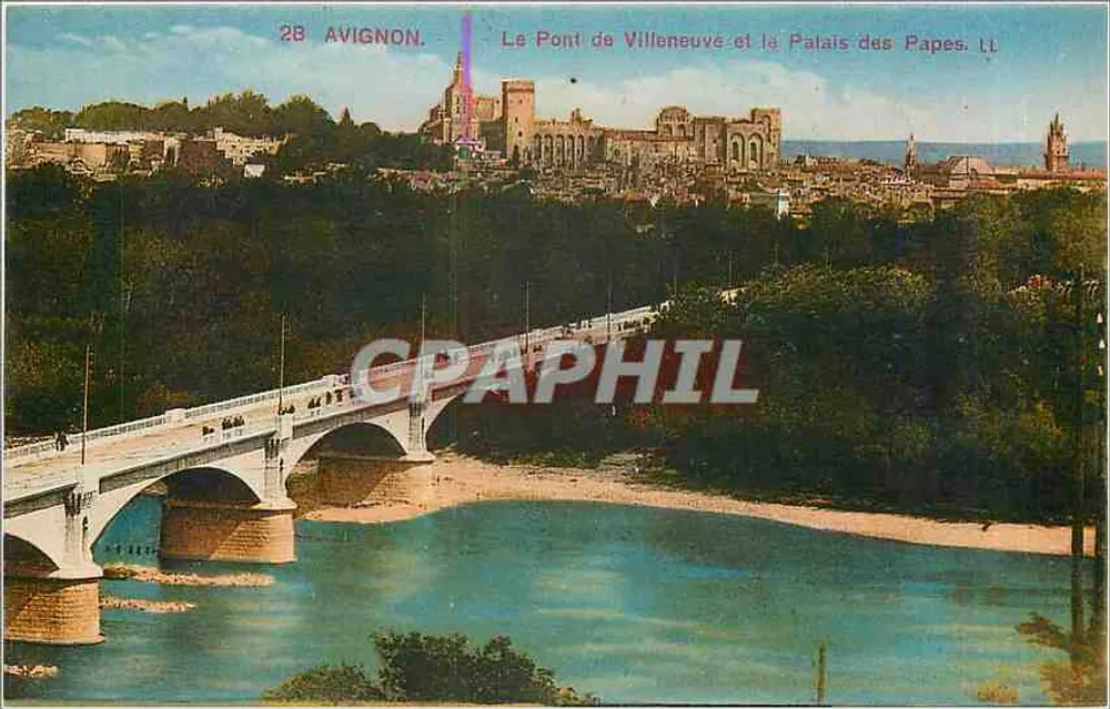 Avignon — Die Brücke von Villeneuve und das Palast der Päpste — Neudren & Neudren Réunis, Imp. Lettelier, Paris - Vorderseite