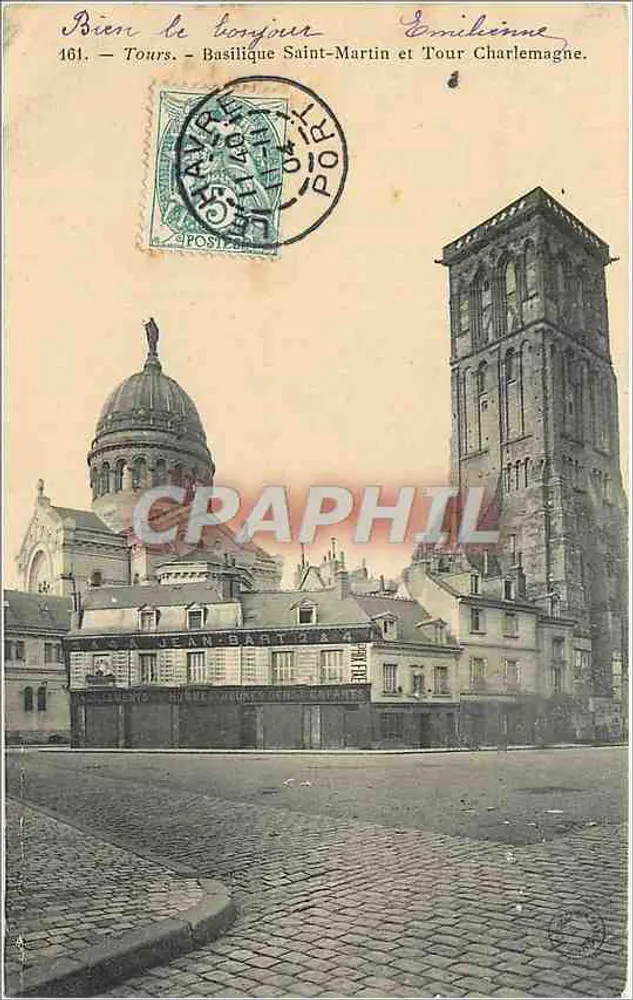 Tours — Basilique Saint-Martin et Tour Charlemagne — Jean-Baptiste & Cie, n° 161 - Recto
