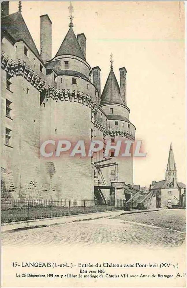 Langeais (Loir-et-Cher) — Eingang zum Schloss mit Zugbrücke (15. Jahrhundert) — Verlag A. Paudesthn - Vorderseite