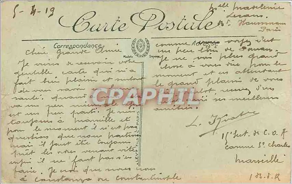 Marseille — Uma Vista sobre o Castelo de If — LL. — N° 120 - Verso