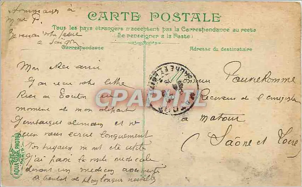 Marseille. A Praça de Aix — Arco da Vitória — editor L.V. & Cie, n° 2533 - Verso