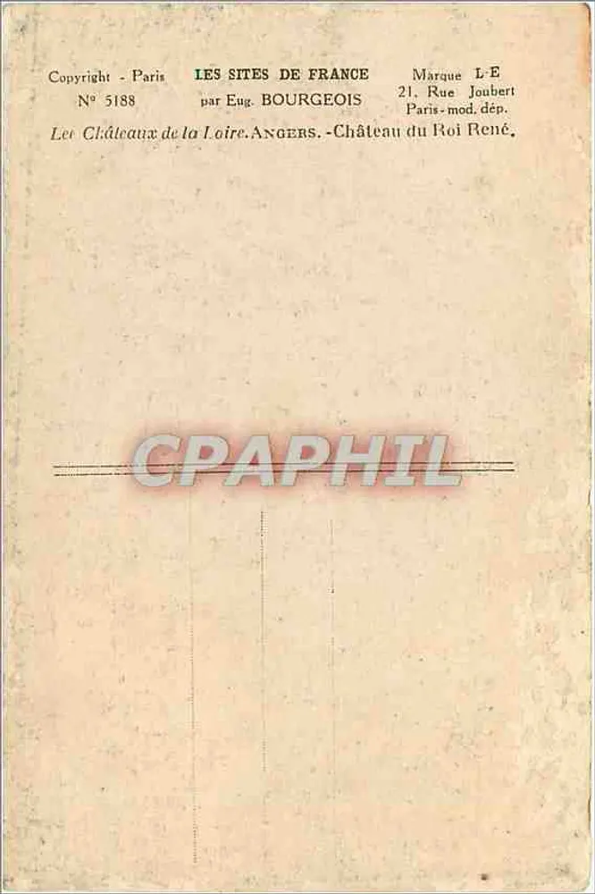 Château du Roi René — Angers — par Eug. Bourgeois, série Les Sites de France, n° 5188 - Verso