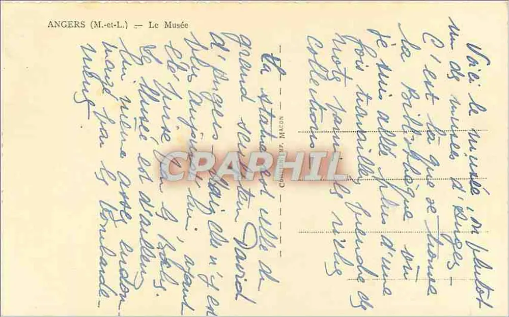 Angers (M.-et-L.) — O Museu — Editor C. M. Mason - Verso