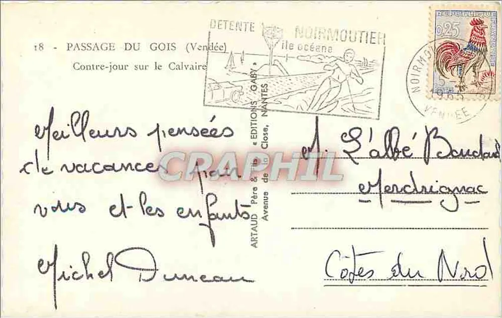 Passage du Gois (Vendée) — Contre-jour sur le Calvaire — Éditions Artaud, Nantes - Verso