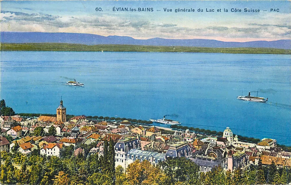 ÉVIAN-LES-BAINS — Allgemeiner Blick auf den See und die Schweizer Küste — PAC - Vorderseite