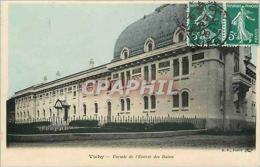 Vichy — Fachada da Entrada dos Banhos — B. F., Paris - Frente