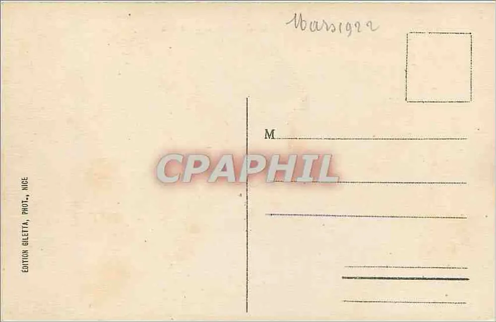 Monte-Carlo — Jardins — Edição Gilettà, Nice, n° 784 - Verso