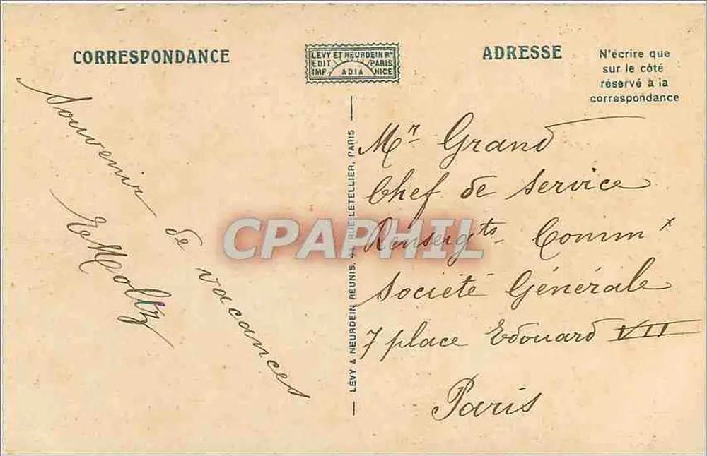 Chamonix-Mont-Blanc — Mar de Gelo — LL. — Editor: Etten, n° 521 - Verso