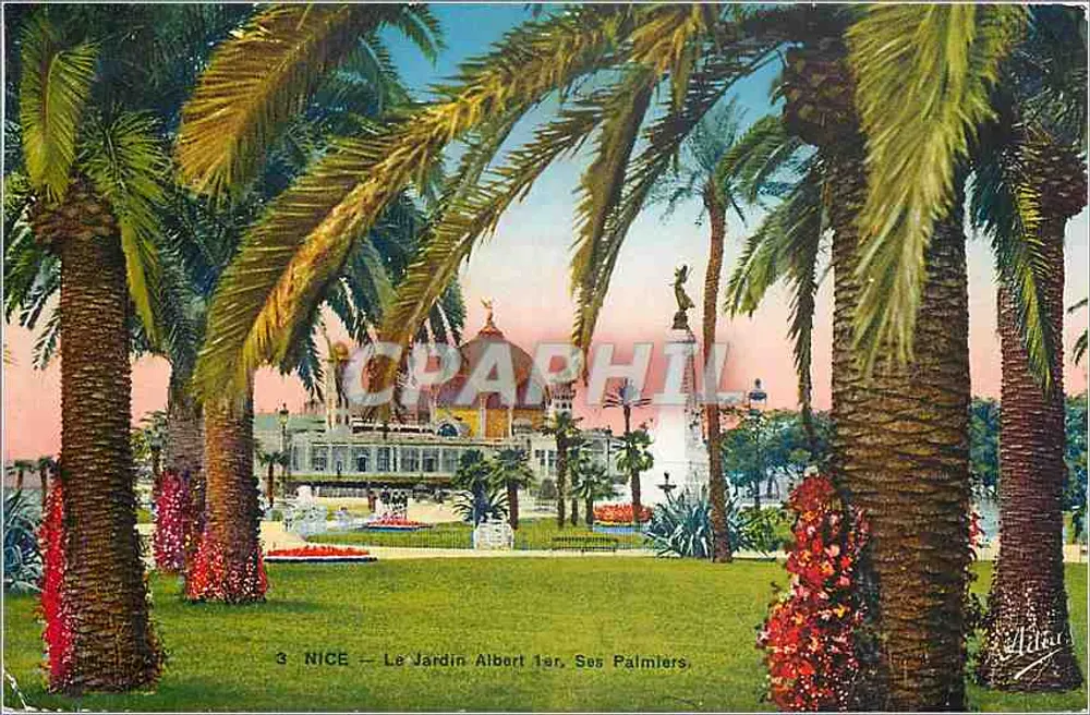 NICE — O Jardim Albert 1º, Seus Palmier — Editor Levy et Neurdein, n°3 - Frente