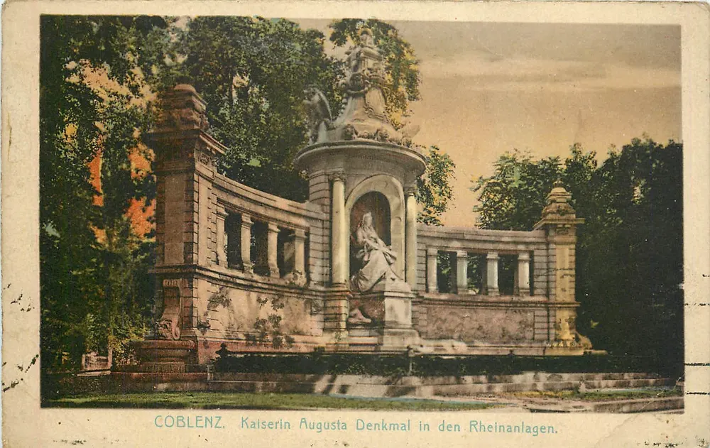 Koblenz. Denkmal für die Kaiserin Augusta in den Rheingärten — unbekannter Verlag, Seriennummer nicht sichtbar - Vorderseite